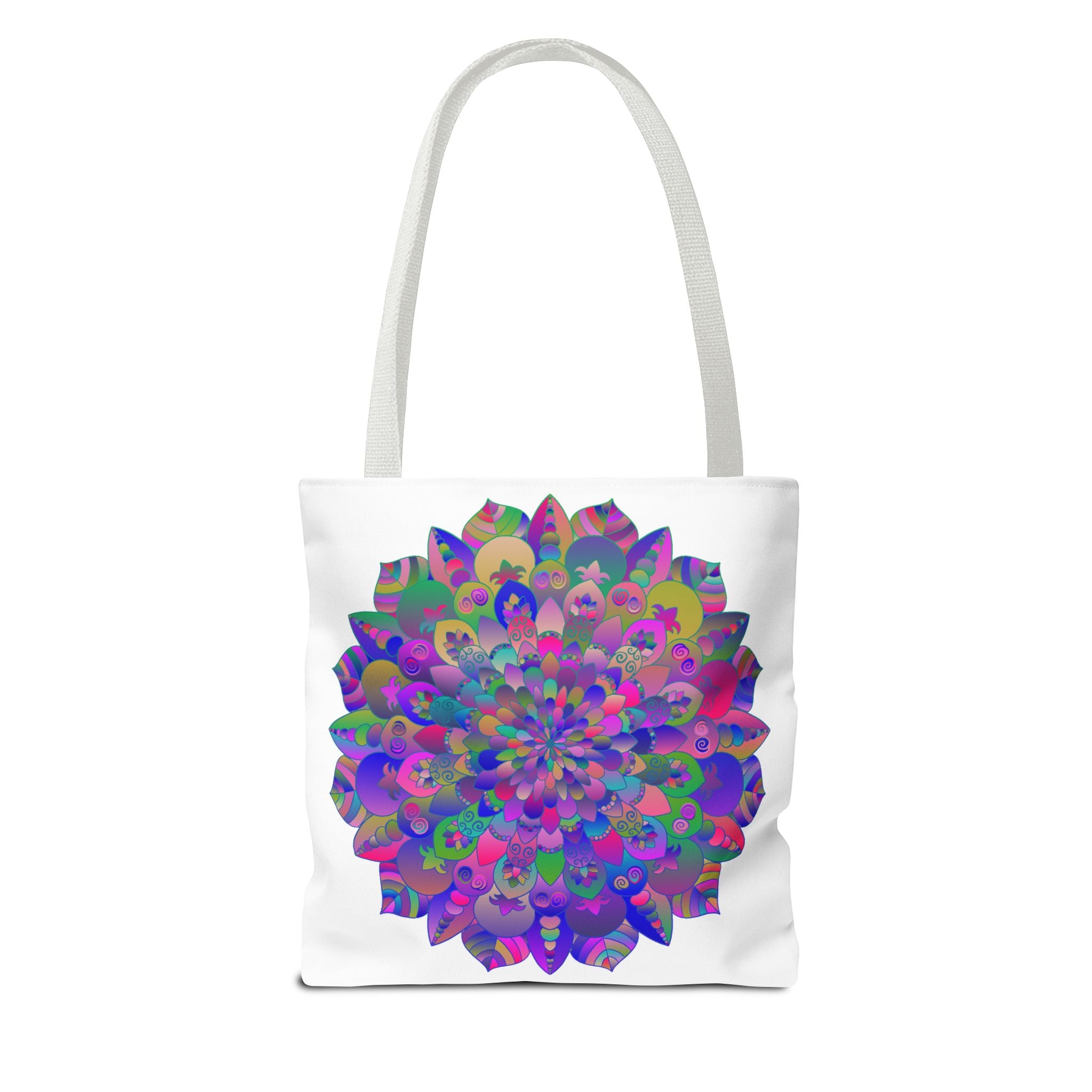 Colorful Mandala Lotus Tote Bag with intricate floral design and spacious interior