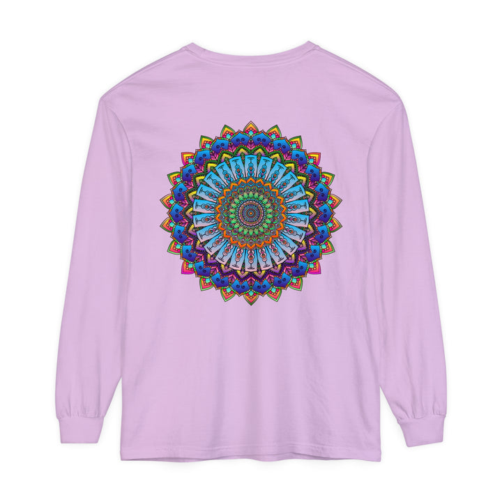 Colorful, intricate mandala design long sleeve t-shirt for both men and women