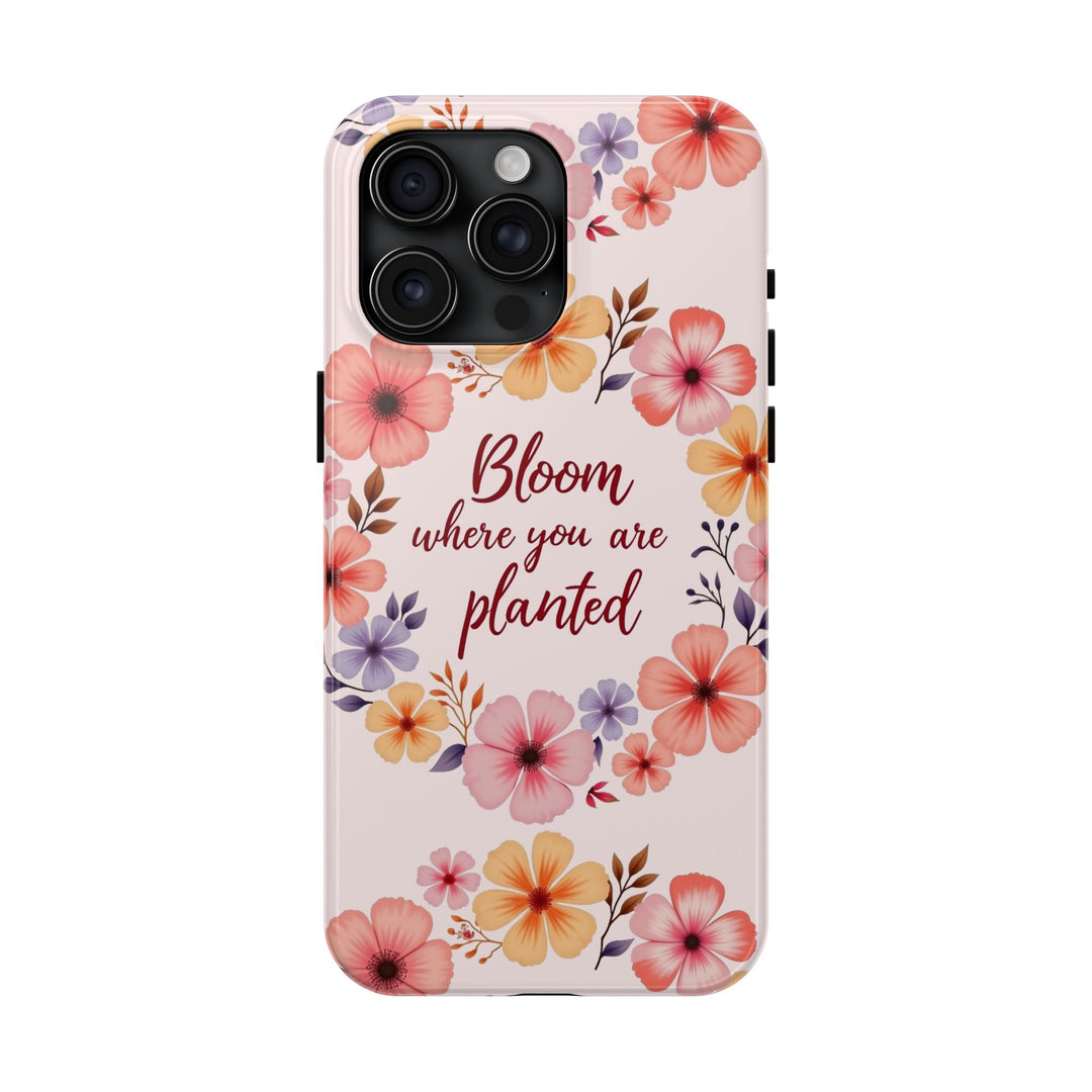 Phone Case - Flower Garland Bloom where you are planted Light Pink, a delicate and beautiful floral design for your phone protection