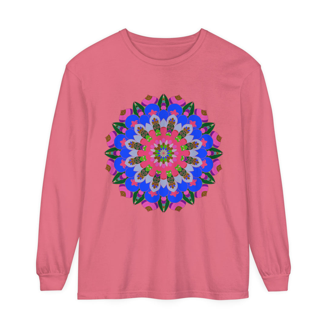 Colorful Mandala Long Sleeve T-Shirt on White Background