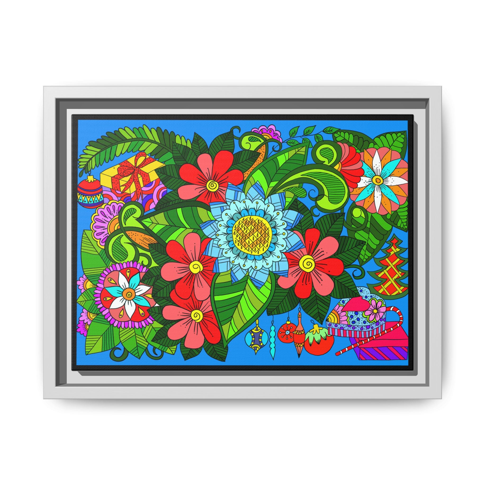 Handgefertigtes horizontales Poster mit Mandala-Design – Blumengekritzel