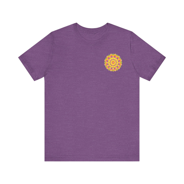 Vibrant Mandala Tee with intricate design promoting peace, harmony, and tranquility