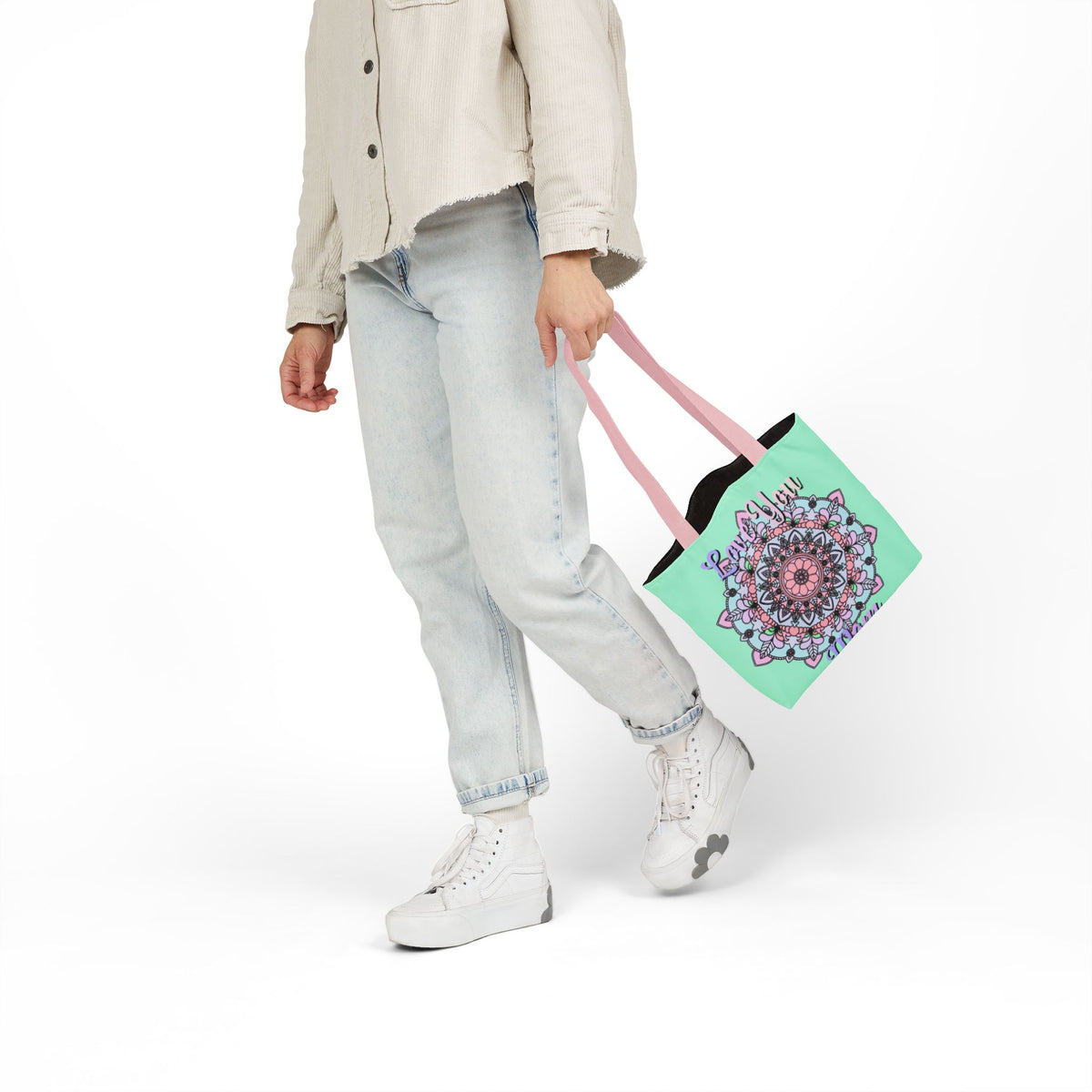Mandala 'Love You Mom' Canvas Tote — Floral Mother's Day Gift Bag