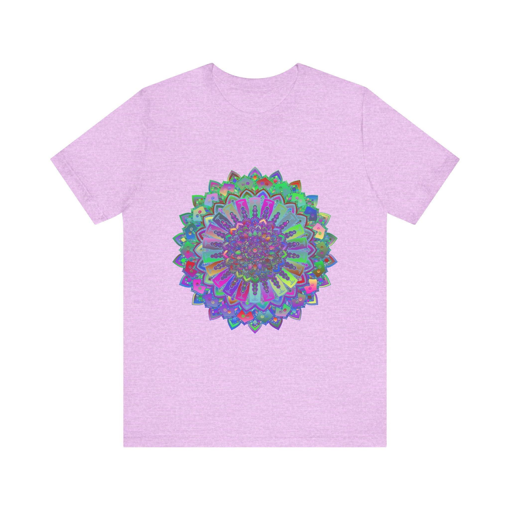 Vibrant and detailed mandala design in various colors on t-shirt