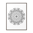 Handmade black and white mandala art on gallery canvas wraps, displayed in a vertical frame