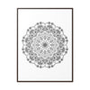 Handmade black and white mandala art on gallery canvas wraps, displayed in a vertical frame