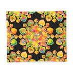 Copripiumino in cotone con motivo mandala floreale boho — Cuori arcobaleno vivaci su nero