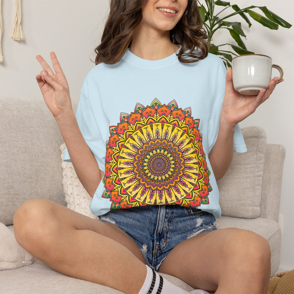 Sunburst Mandala T-Shirt — Vibrant Floral Boho Graphic Tee