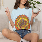 Sunburst Mandala T-Shirt — Vibrant Floral Boho Graphic Tee
