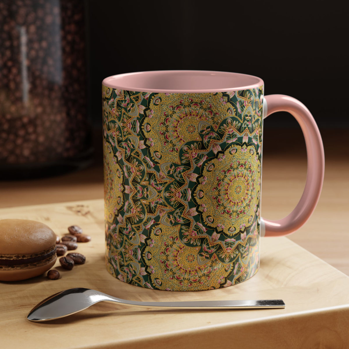Mandala Floral Coffee Mug – Bohemian Botanical Ceramic Cup
