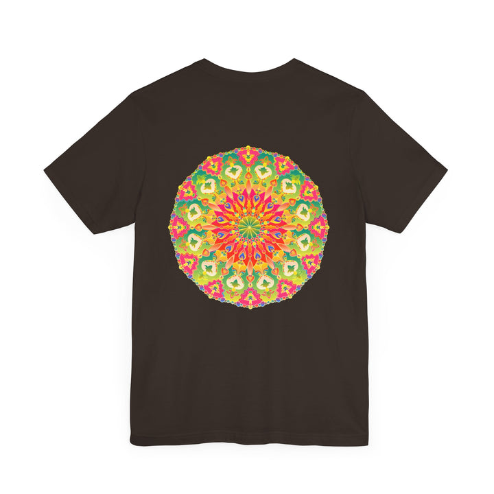 Colorful mandala design t-shirt with spiritual symbolism promoting peace and harmony