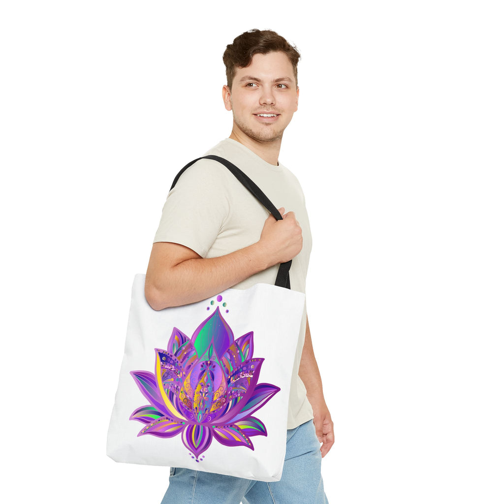 Beautiful Mandala Lotus Tote Bag with vibrant colors and intricate design