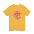 Vibrant Mandala Tee with floral mandala design promoting peace and harmony