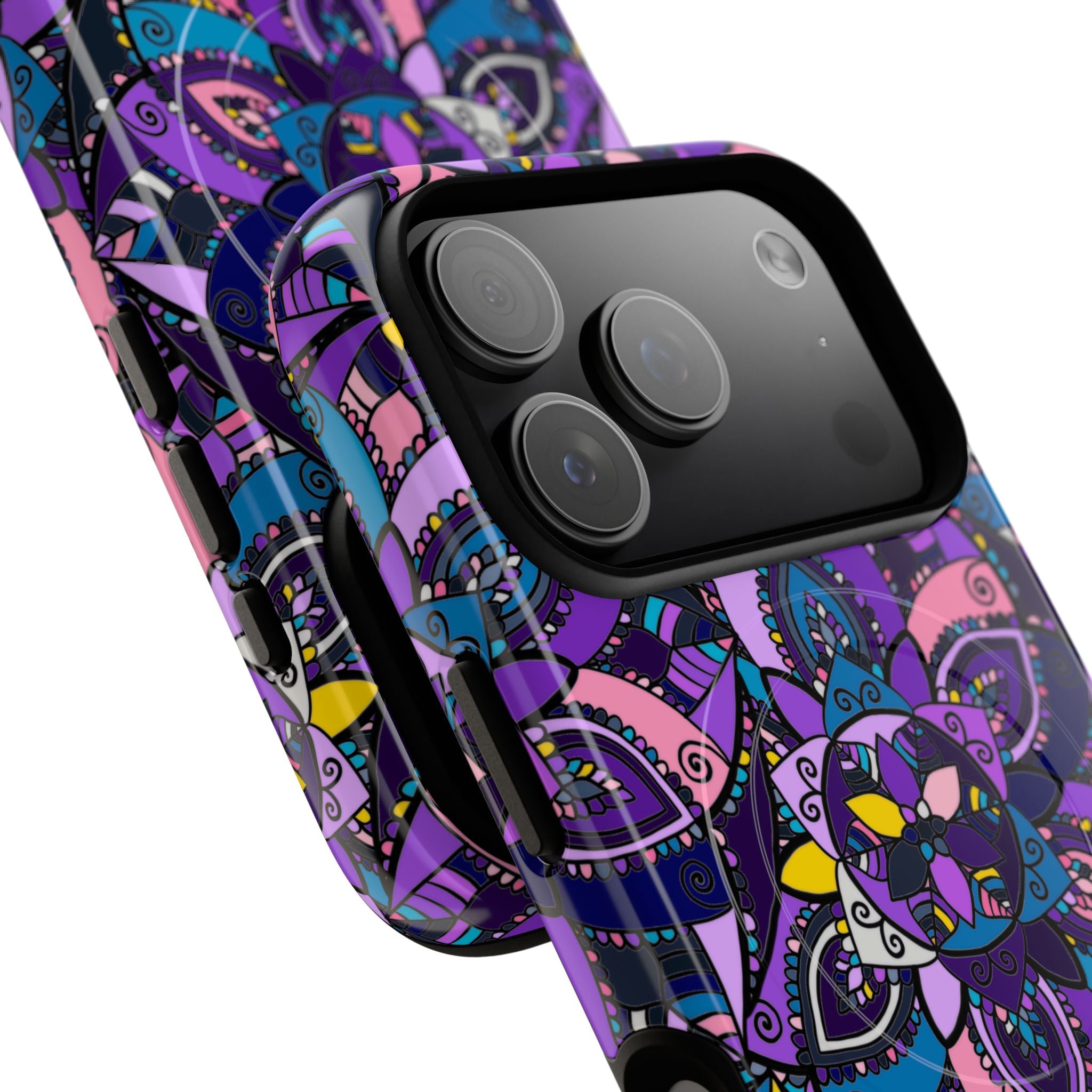 Magnetic Phone Case — Purple Mandala Floral Tough Case