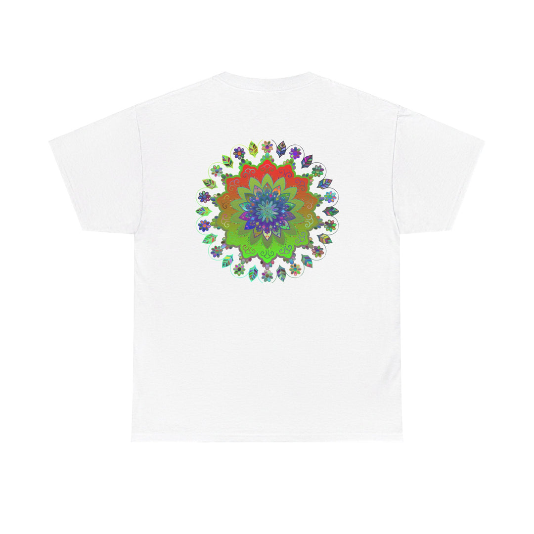 Mandala Art on Tshirt Yoga Mindfulness - Unisex Heavy Cotton Tee featuring intricate mandala design for meditation and relaxation