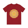 A colorful and intricate mandala design tee featuring spiritual art