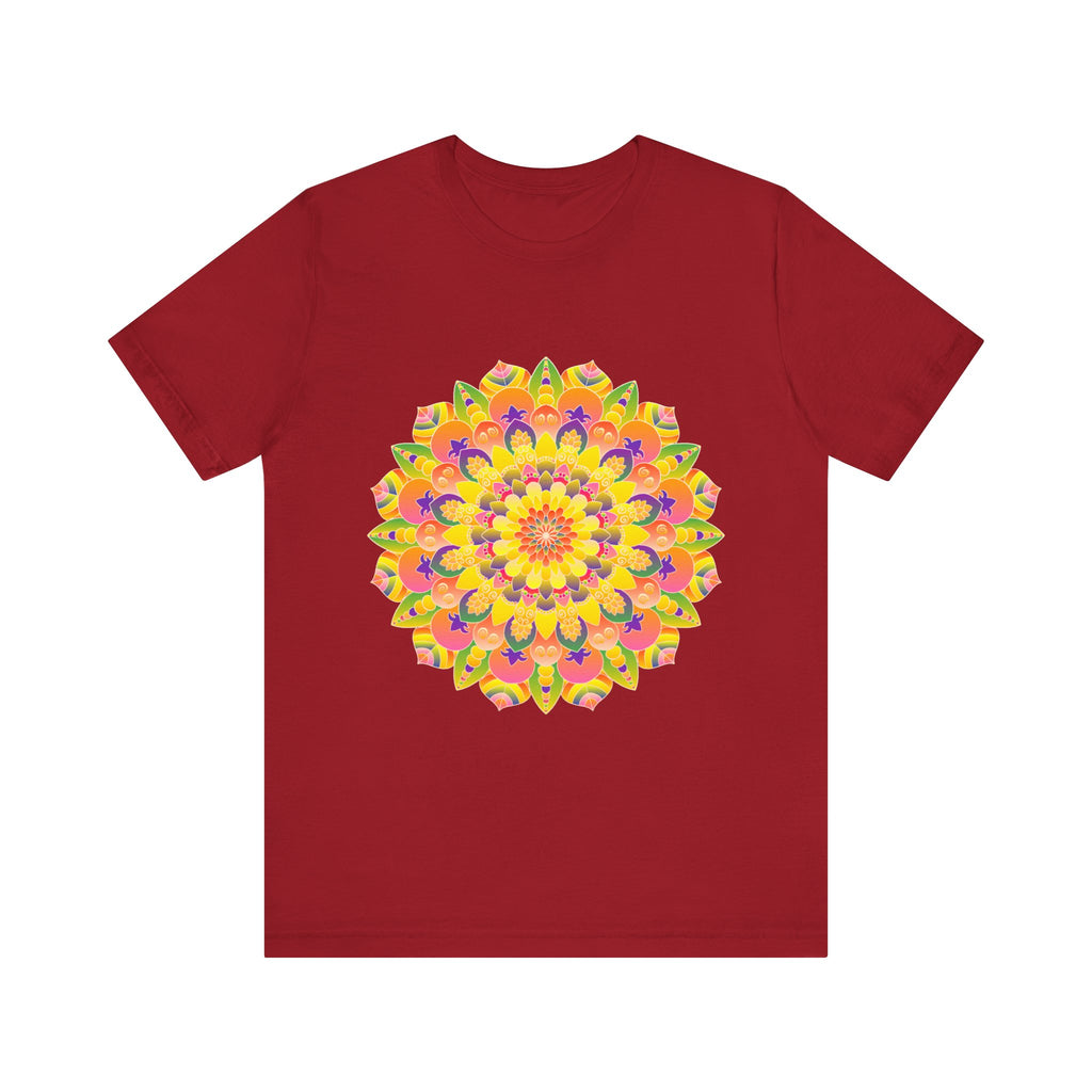 A colorful and intricate mandala design tee featuring spiritual art