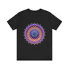 Beautiful and detailed mandala design on colorful meditation tee