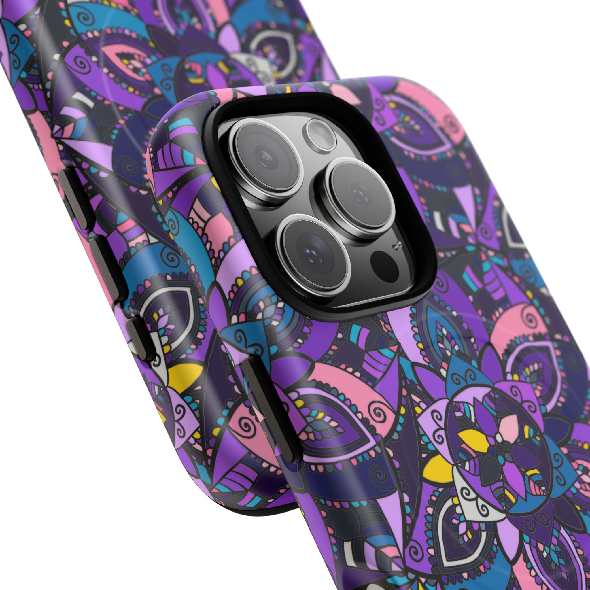 Magnetic Phone Case — Purple Mandala Floral Tough Case