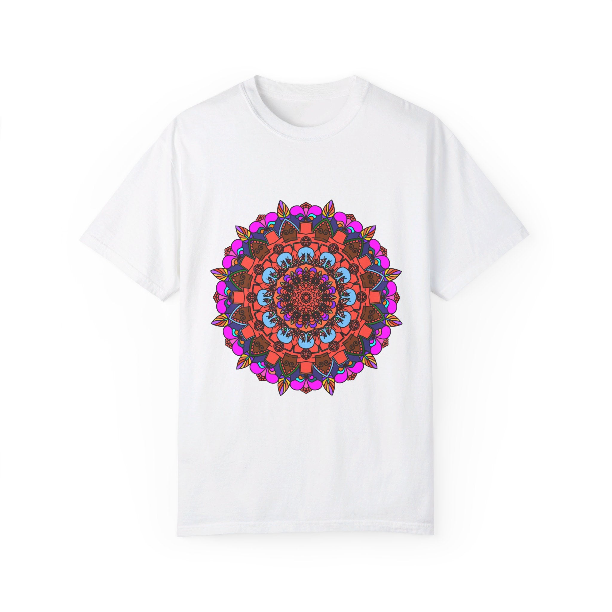 Unisex Mandala T-Shirt in Navy Blue with Intricate Hand-Drawn Mandala Art