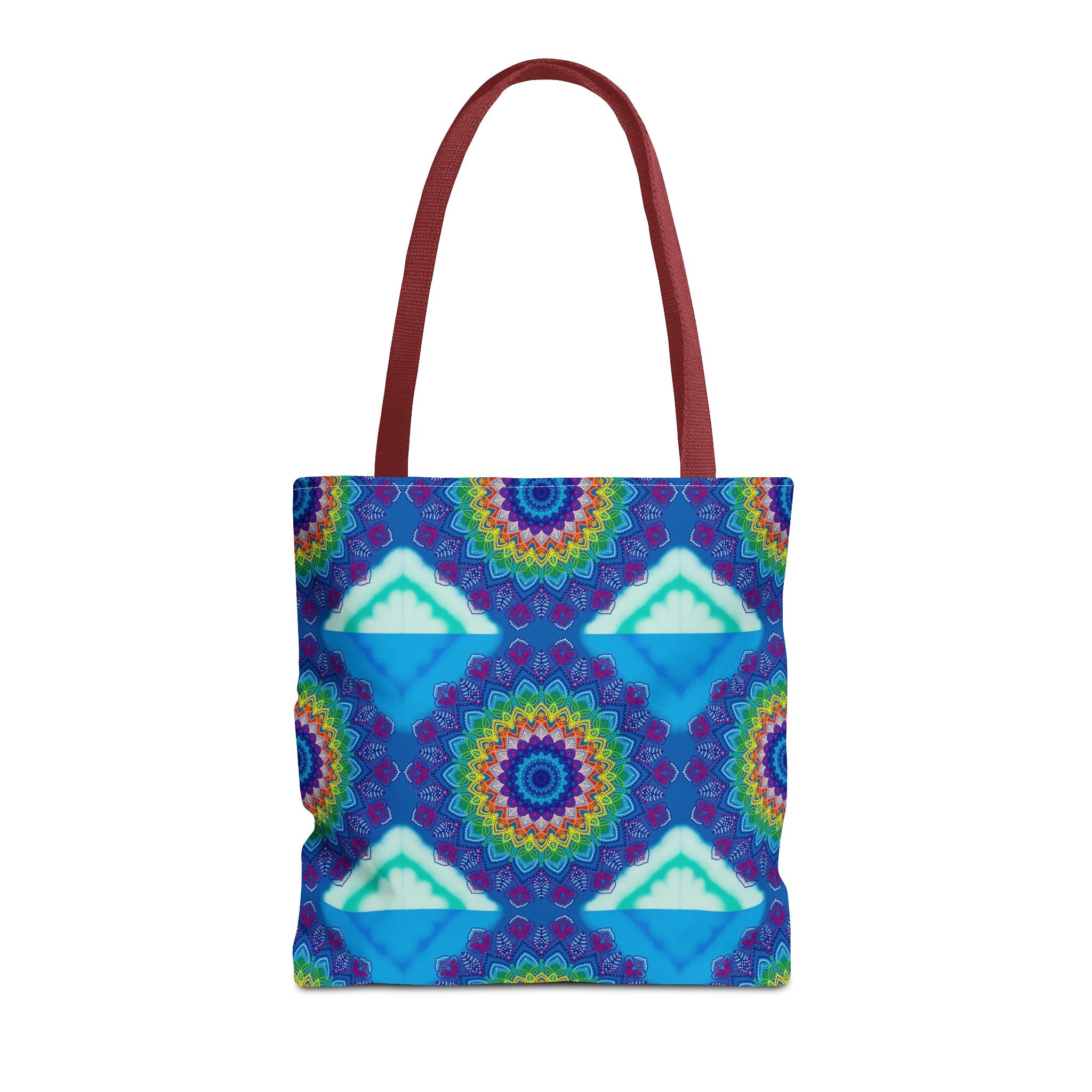 Colorful Mandala Tote Bag with intricate and vibrant design, perfect for carrying all your essentials in style at the beach or market