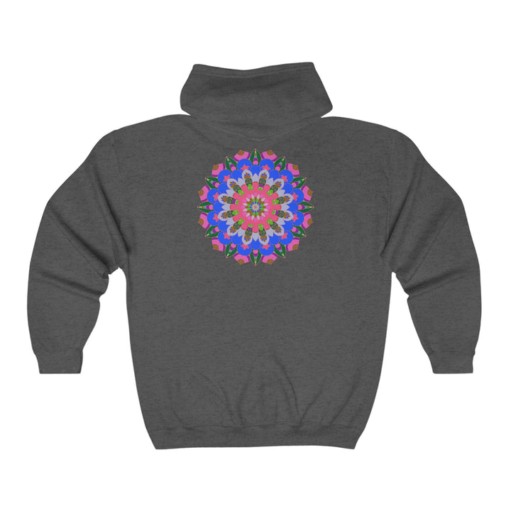 Hoodie with a striking and colorful psychedelic mandala design