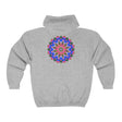 Comfortable and stylish hoodie adorned with a vibrant and detailed mandala