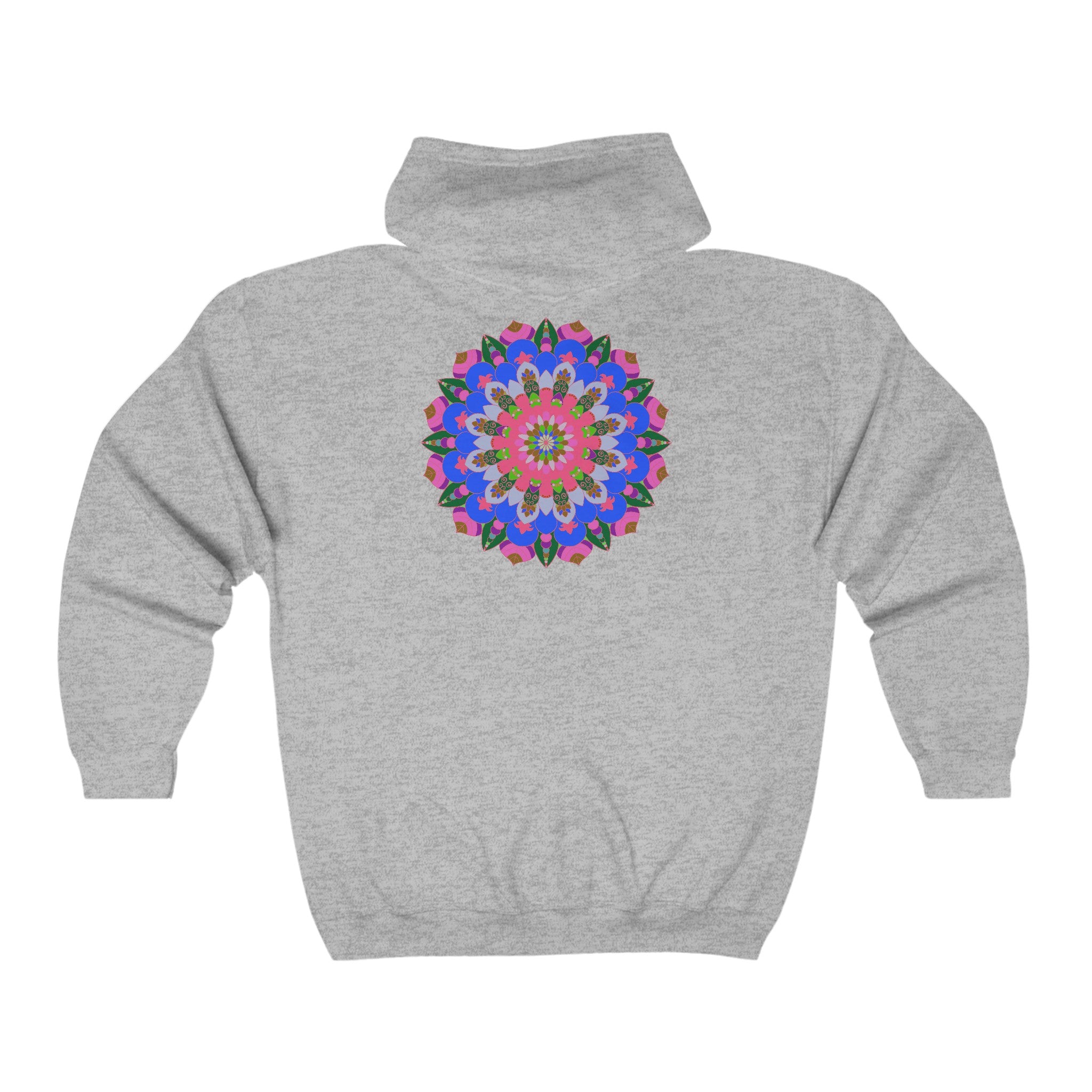 Comfortable and stylish hoodie adorned with a vibrant and detailed mandala