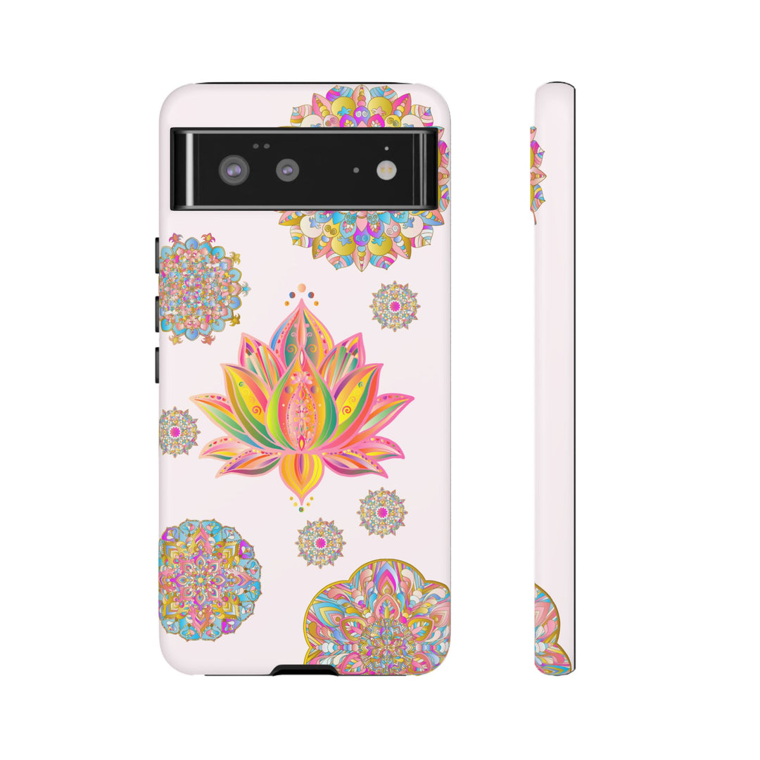 Light pink lotus flower mandala design phone case for stylish protection