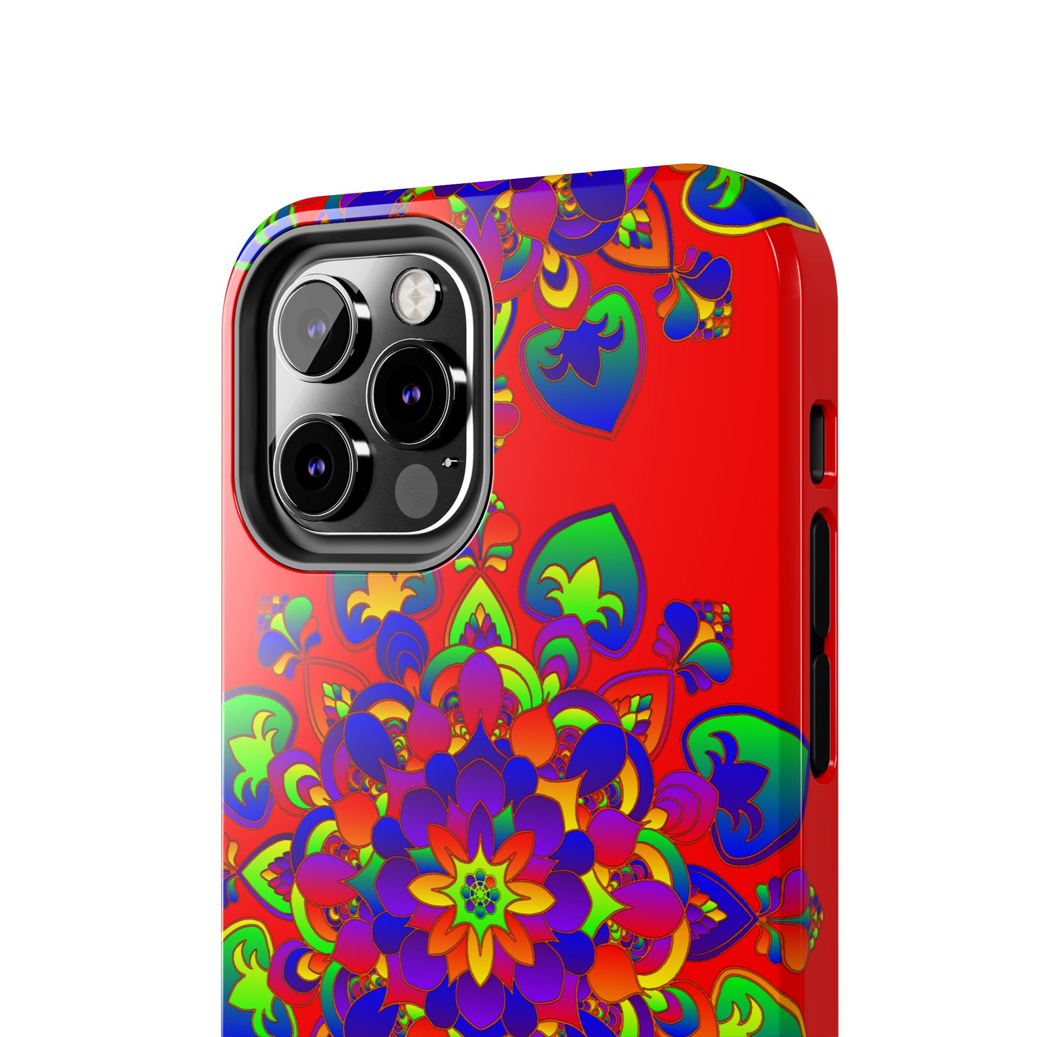 Hand drawn intricate red mandala art phone case for stylish protection