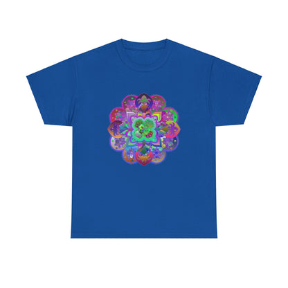 Colorful mandala art design printed on a comfortable unisex heavy cotton tee, perfect for yoga and mindfulness practice