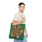 Boho Mandala Tote Bag — Green Floral Pattern AOP Shopper