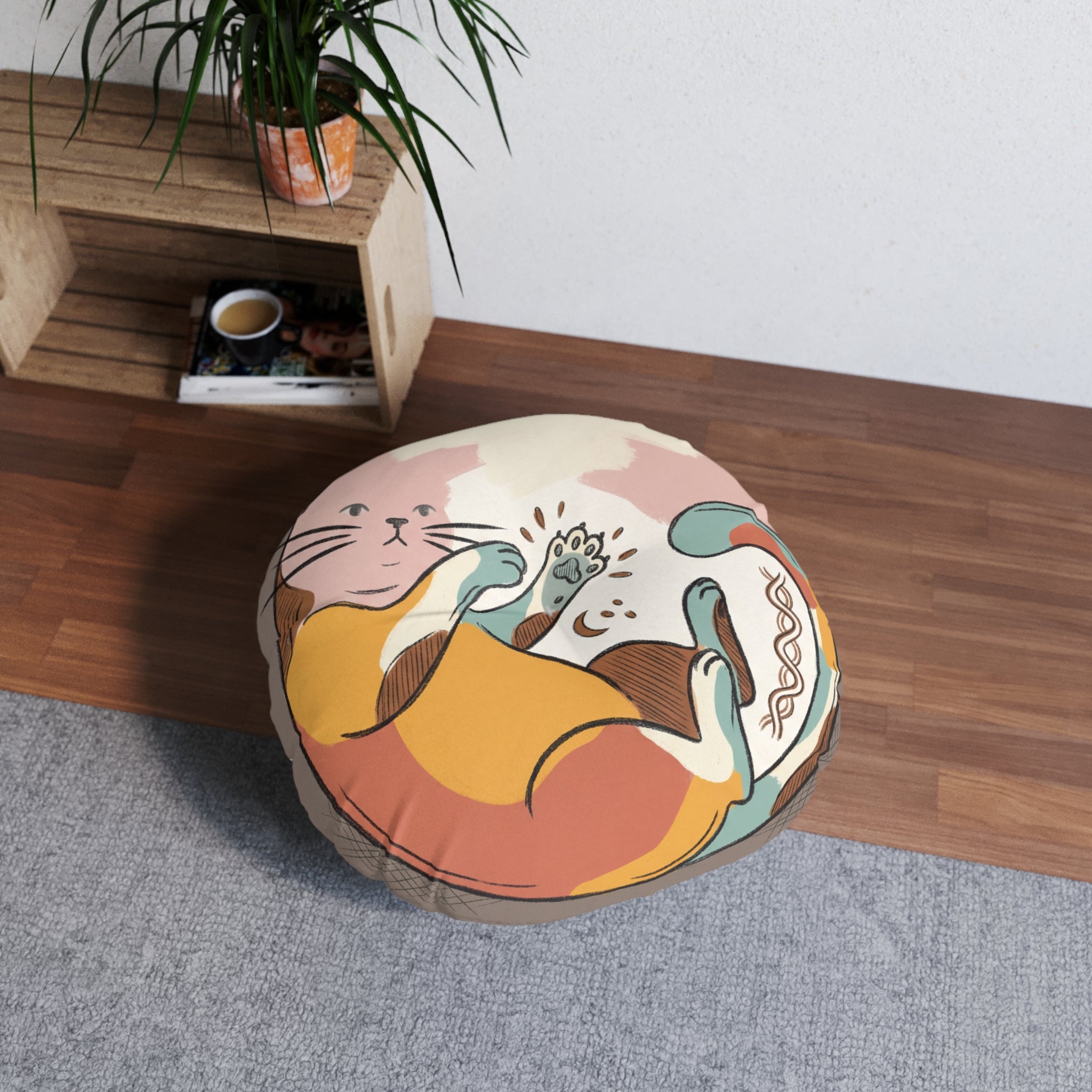 Playful Boho Cat Floor Cushion
