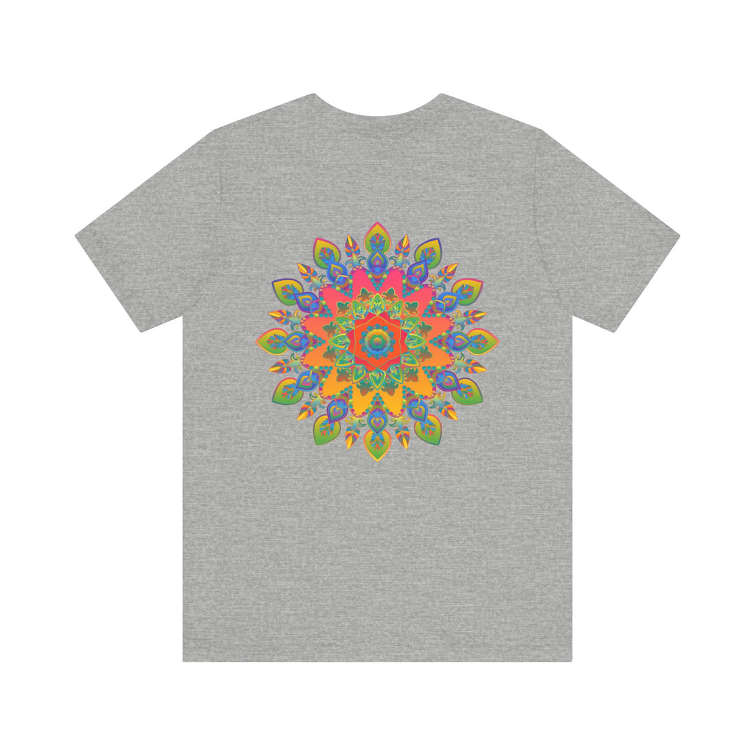 Colorful psychedelic mandala t-shirt with spiritual peace vibes and intricate design