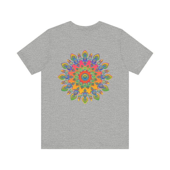 Colorful psychedelic mandala t-shirt with spiritual peace vibes and intricate design