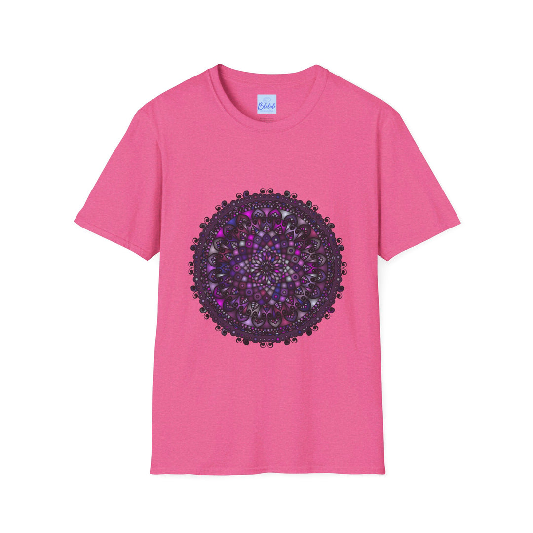 Soft purple mandala art unisex t-shirt with intricate hand-drawn design