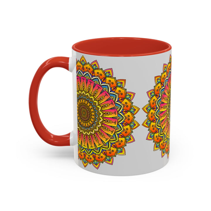 A beautiful ceramic mug featuring a colorful mandala art floral design