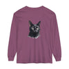 Black Cat Watercolor long sleeve T-shirt in unisex sizing, perfect for casual and artistic wear