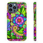 Floral Fantasy iPhone and Google Pixel Case in Bright Green Palette