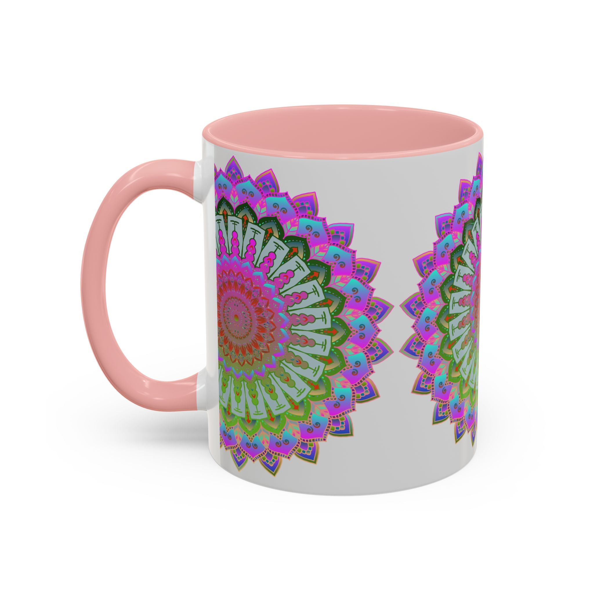 Colorful mandala art mug with intricate hand-painted patterns