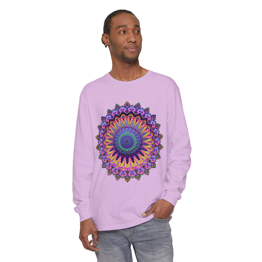 A detailed and colorful Intricate Mandala Unisex Long Sleeve T-Shirt design