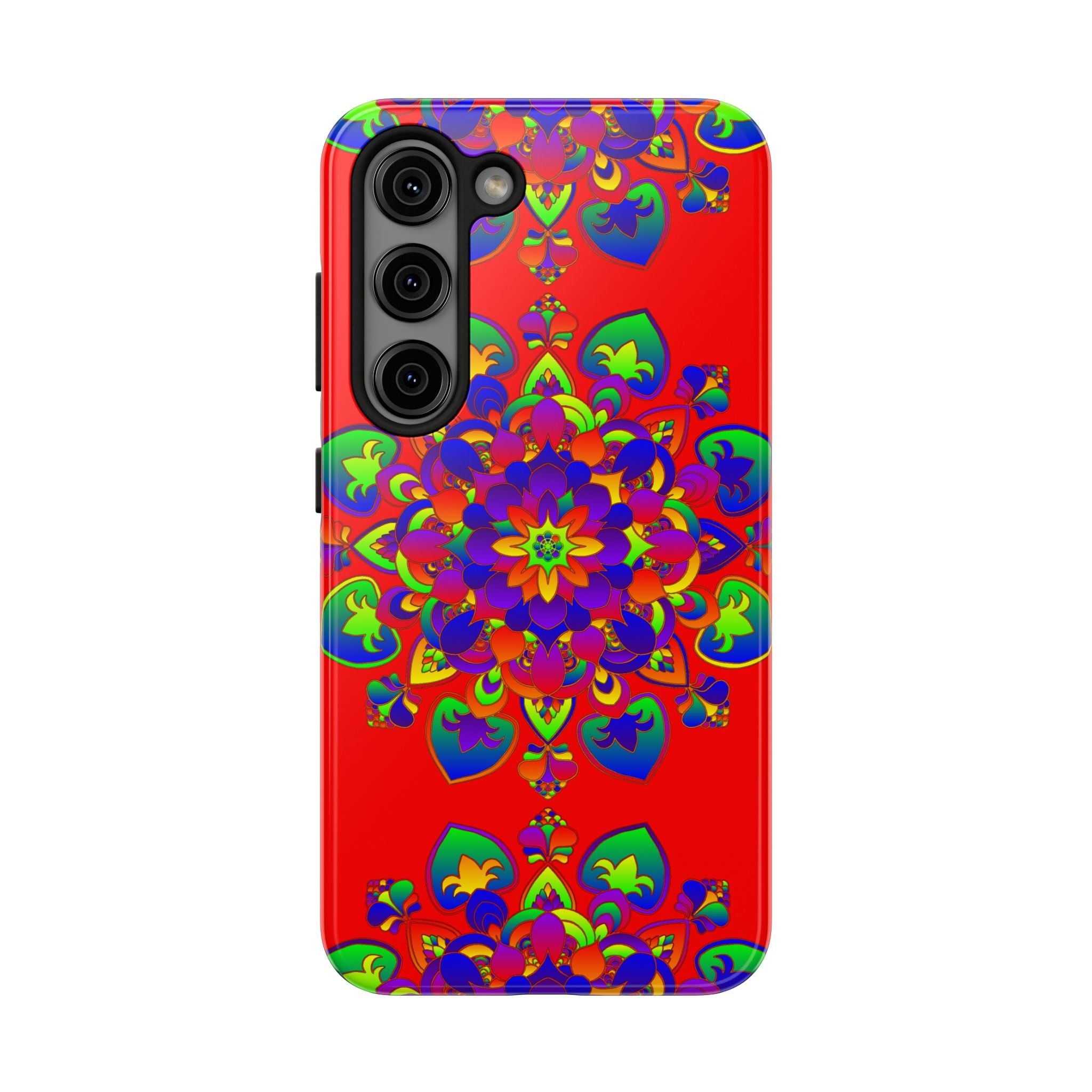 Beautiful hand drawn red mandala art phone case with intricate design