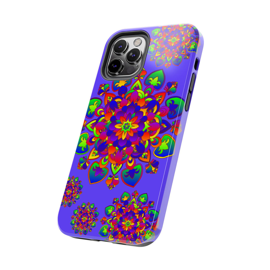 Colorful hand drawn mandala rainbow design phone case for stylish protection