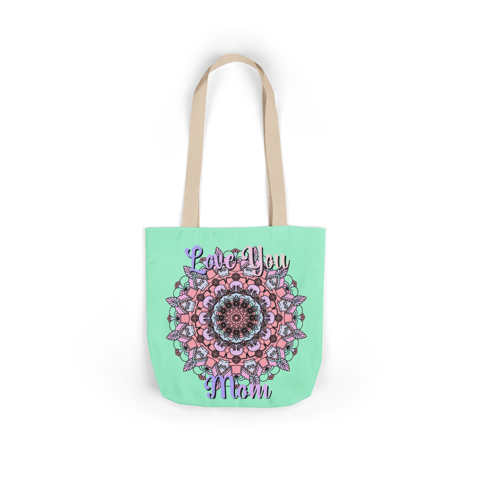 Mandala 'Love You Mom' Canvas Tote — Floral Mother's Day Gift Bag