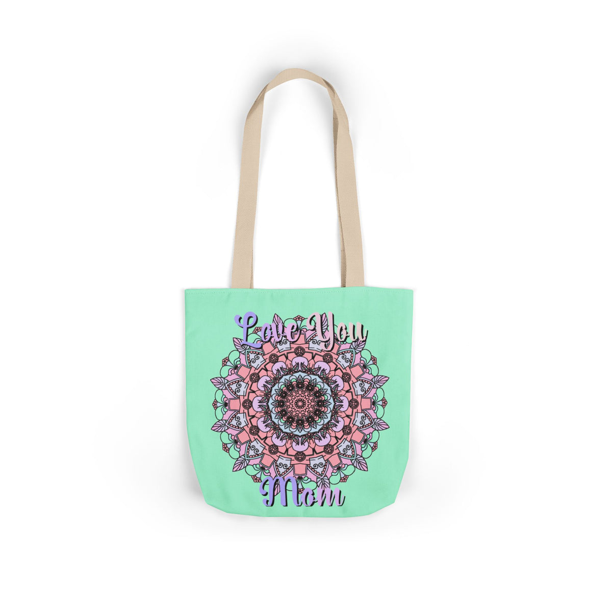 Mandala 'Love You Mom' Canvas Tote — Floral Mother's Day Gift Bag