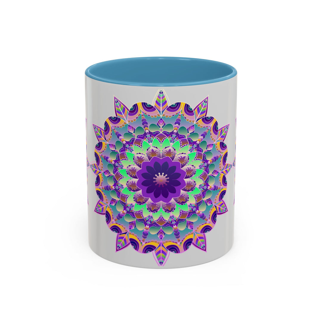 Vibrant Mandala Art Mug - Light Grey, Ceramic Coffee Cup with Intricate Bohemian Design and Subtle Grey Tones