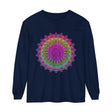 Vibrant Mandala Unisex Long Sleeve T-Shirt Front View with Detailed Print