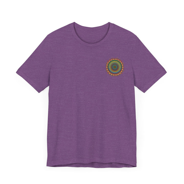 Person in Vibrant Mandala Tee - Spiritual Peace & Harmony shirt for holistic well-being