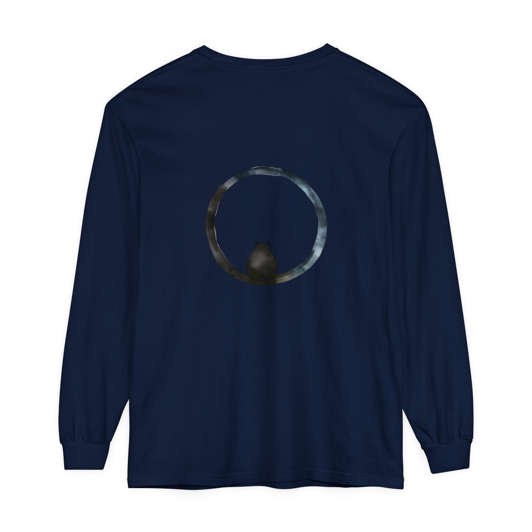 A close-up image of the Mystifying Sphere Unisex Long Sleeve T-Shirt, featuring a mesmerizing design and comfortable fit for both men and women