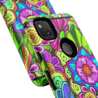 Floral Fantasy iPhone and Google Pixel Case in Bright Green Palette